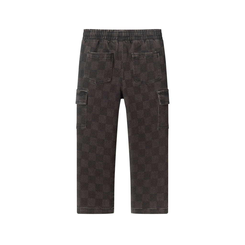 Checkered Denim Cargo Pants
