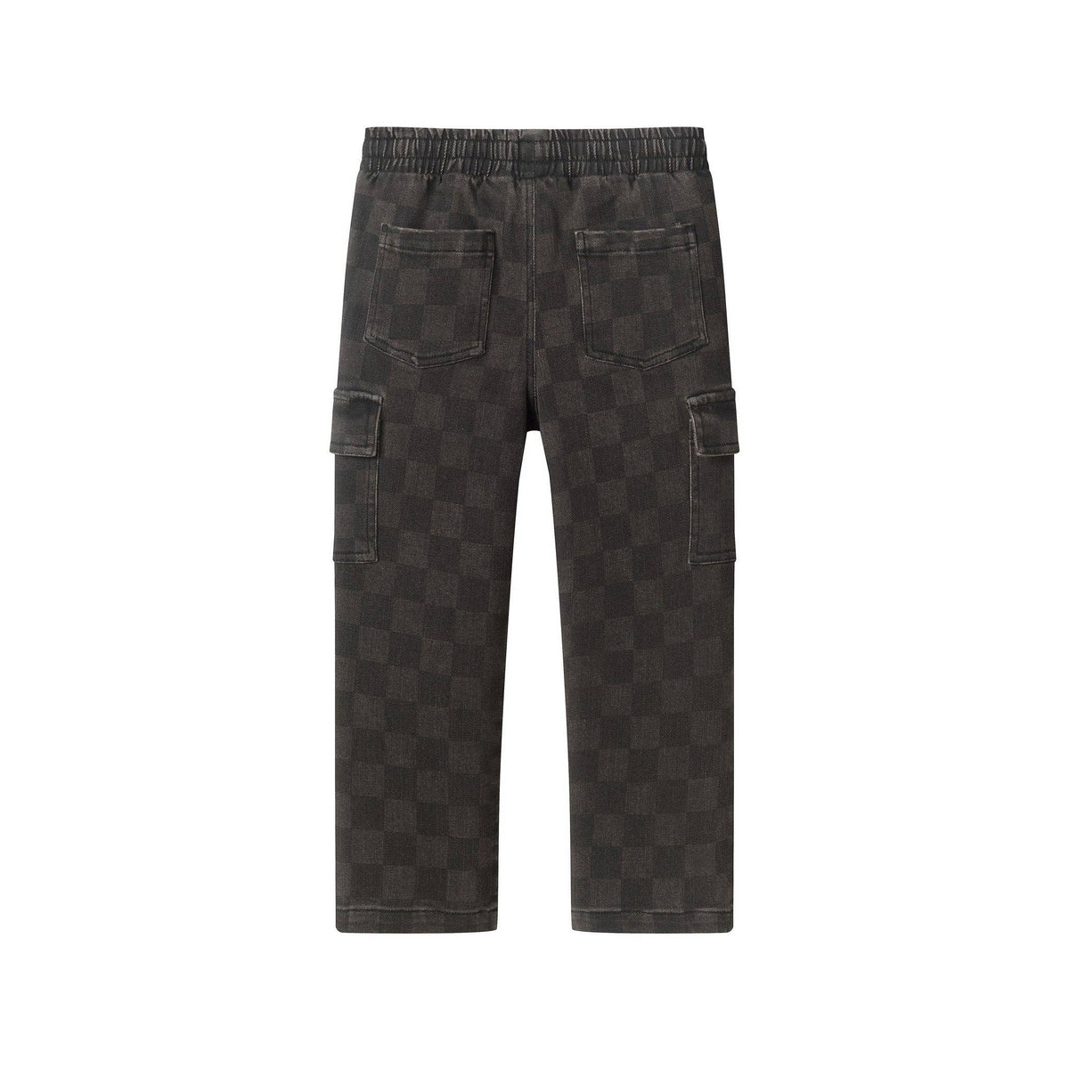 Checkered Denim Cargo Pants