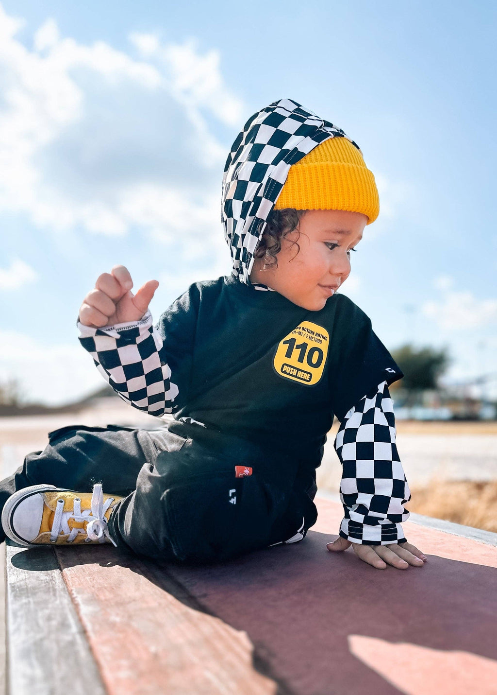 Checkered Long Sleeve Hoodie