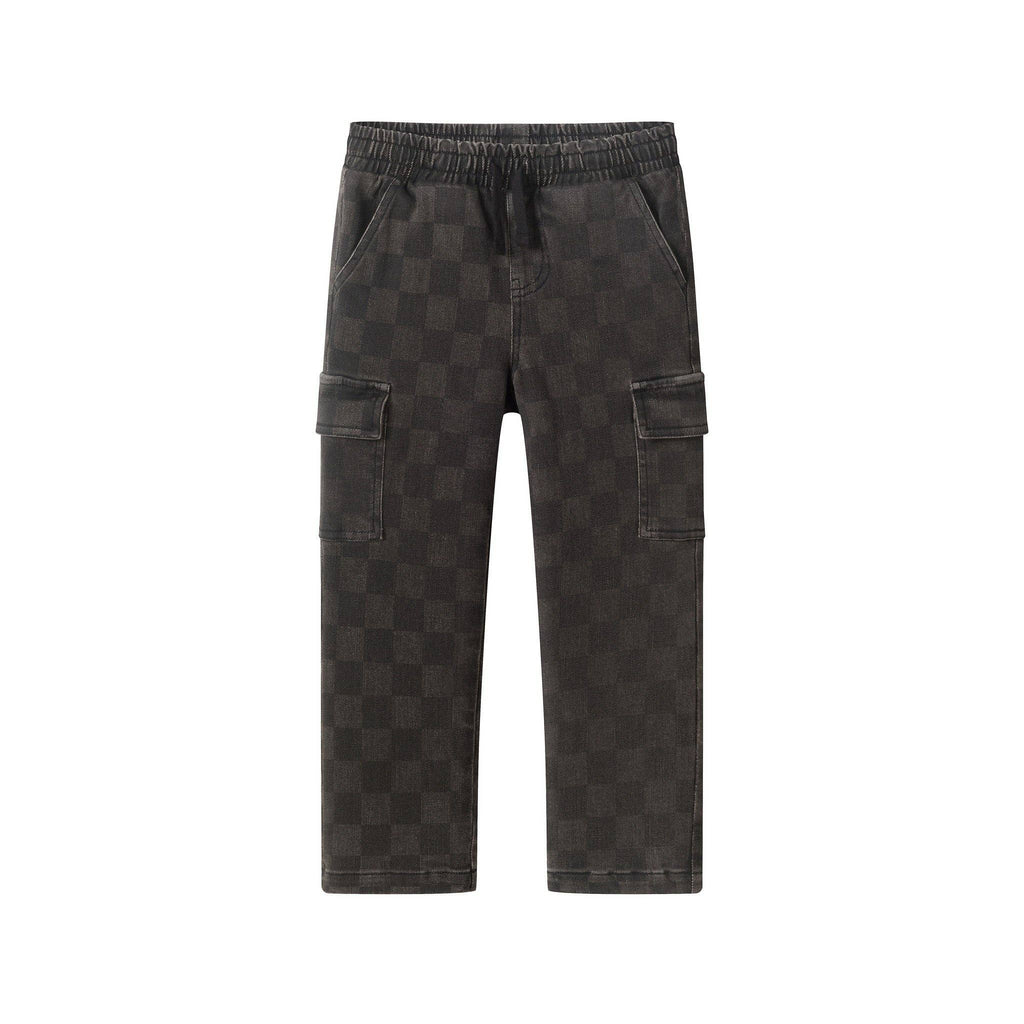 Checkered Denim Cargo Pants