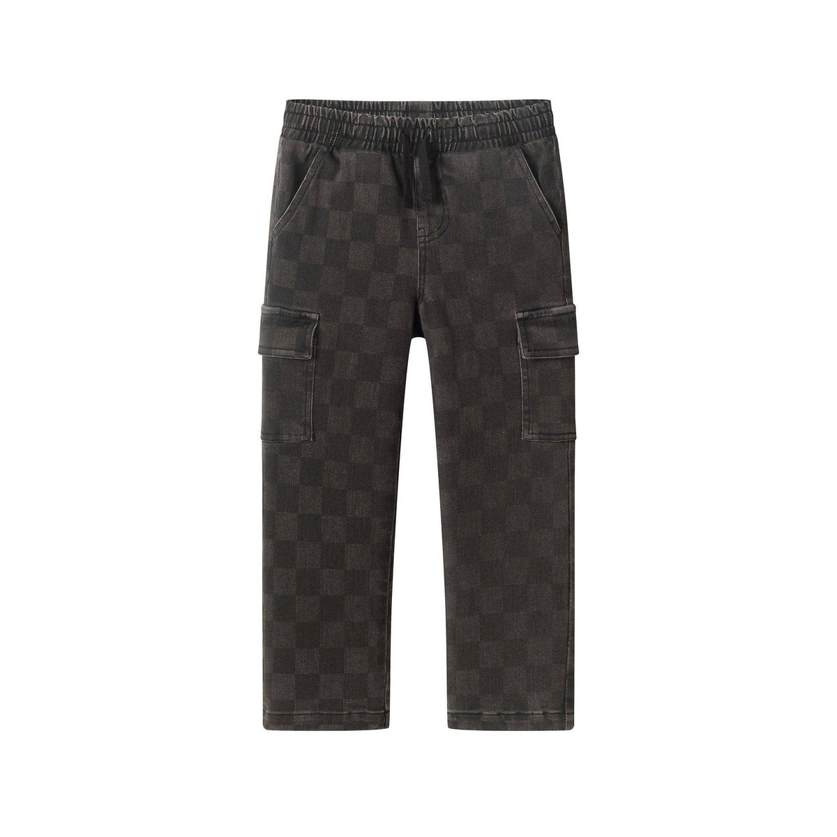 Checkered Denim Cargo Pants